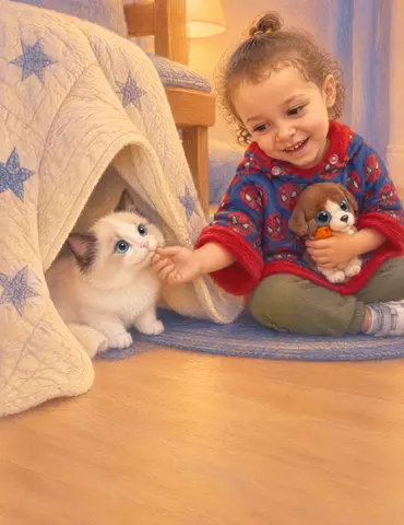 Snowball’s whiskers tickled Brady’s hand through their little quilt window.