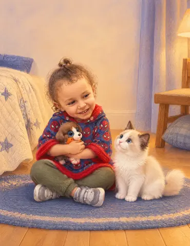 The corner almost floated. Brady hugged his dog. Snowball, his ragdoll kitten, pressed close. “Let’s make a bedtime boat,”…
