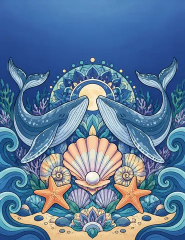 Cover of Ocean Currents & Mandalas, adult coloring book by Kehinde Alabi