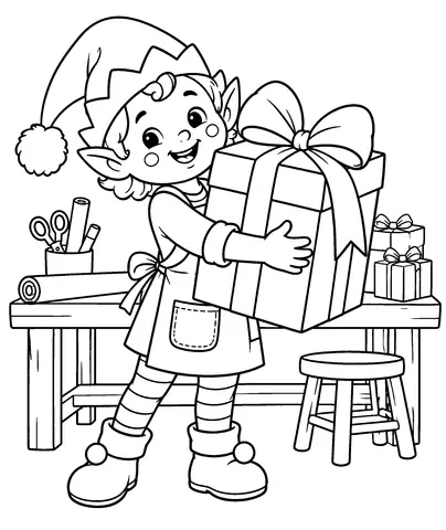 Pim's Giant Gift Color Pim, the big gift, and its floppy bow.