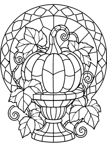 Page 9 of Cozy Fall & Halloween Stained Glass Coloring Book