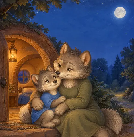 Cover of Little Wolf and the Friendly Night, picture book by Yacine Chahtouna