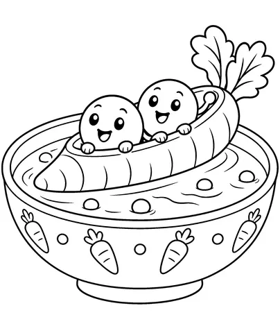 The Soup Boat Who rides in the soup? Color the pea pals.