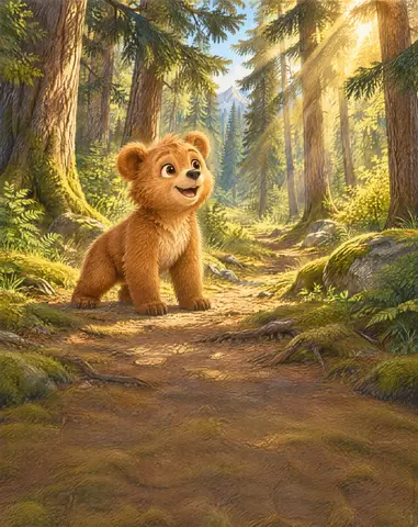 In einem wunderschönen Wald, zwischen hohen Tannen und plätschernden Bächen, lebte ein kleiner Bär namens Bruno. Bruno war…