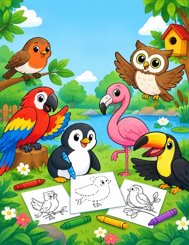 Cover of Tweet Trace & Draw: Bird Fun for Kids, a kids' coloring book by Learn & Fun