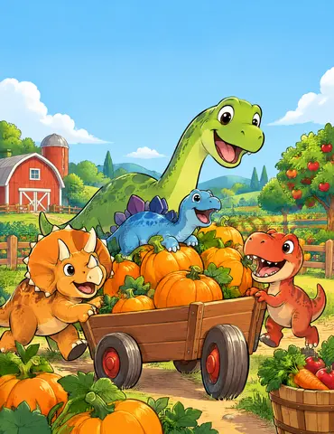 Cover of The Dino Farm, kids' coloring book by John Vogt