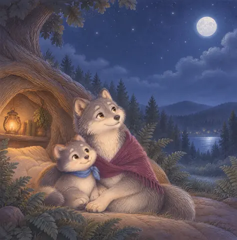 Cover of Little Wolf and the Kindly Dark, picture book by Georgiana Botea