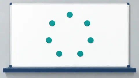 A ring of seven markers positioned on a clean white board.