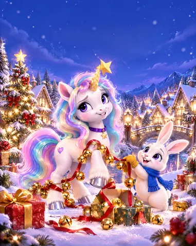Cover of The Unicorn Who Tried to Steal Christmas, an illustrated storybook by SammyRainne