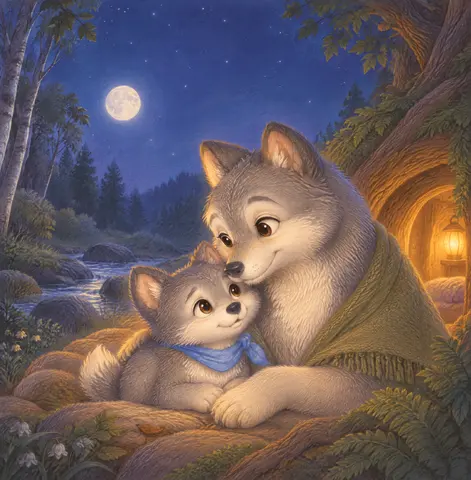 Cover of Little Wolf and the Friendly Night, a picture book by Awa SIDIBE