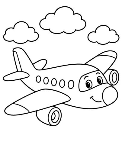 Cloud Watching Color the airplane and its fluffy cloud neighbors.