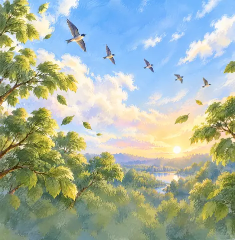 Over the treetops. Above the birds!